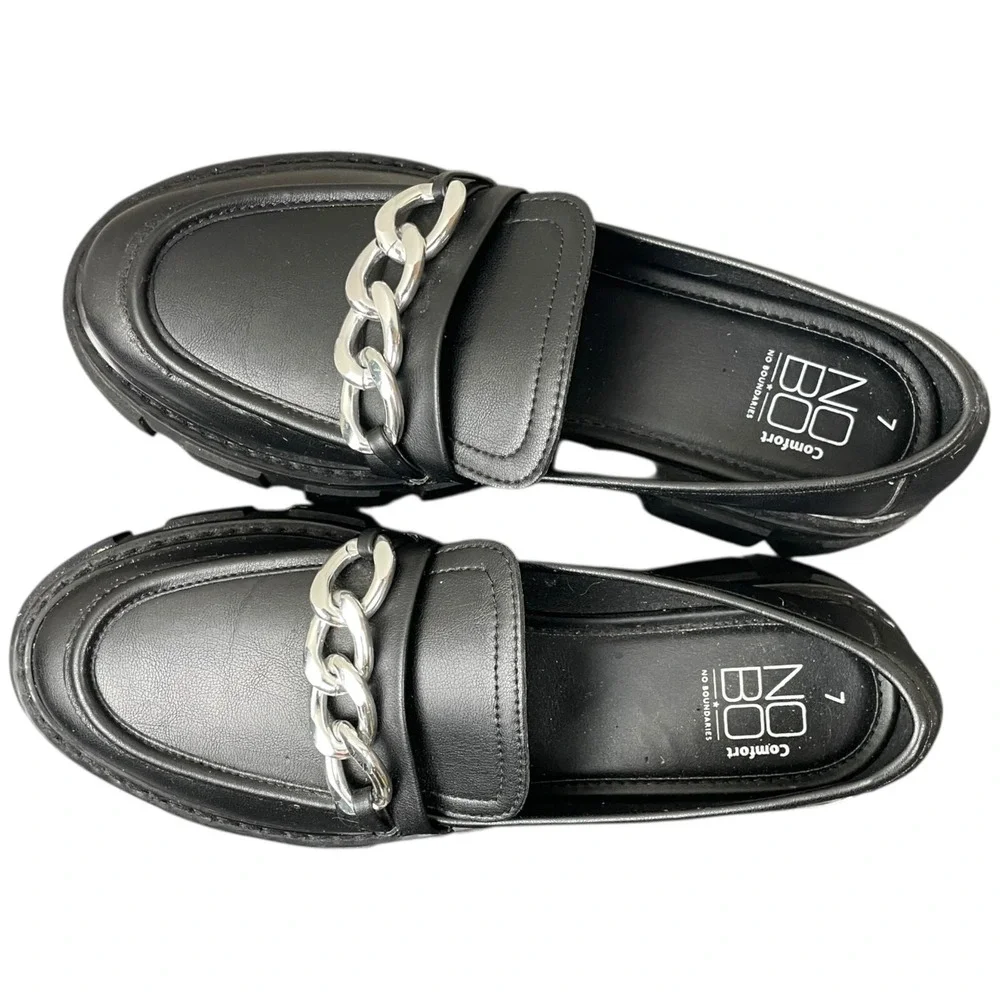 No Boundaries Lug Loafers‎ Womens  7 Chunky Platform Y2K Goth Grunge Chain Shoes